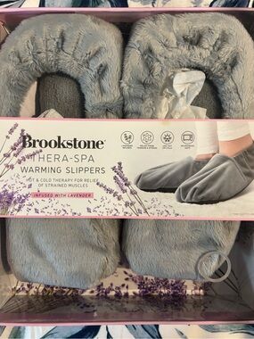 Brookstone Gray HERA-SPA Lavender-Infused Warming Slippers